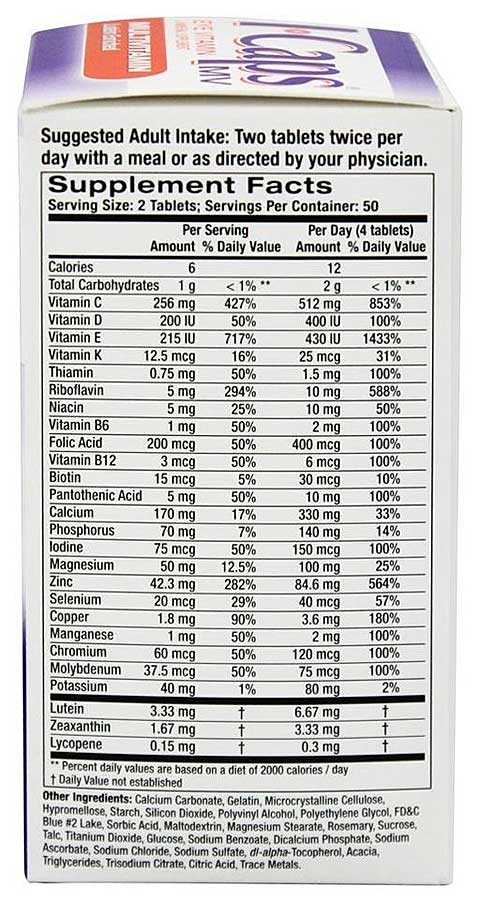 iCaps Nutrition Label
