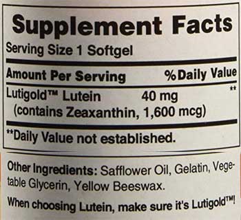 Lutein Supplement Ingredient List